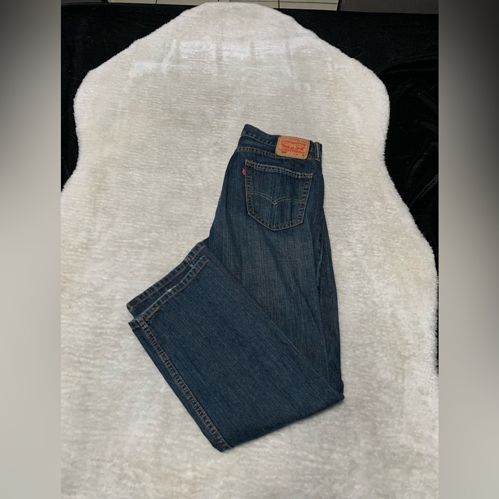 Levis 505 Mens Navy Blue Straight Fit Denim Jeans Size 34x30 Pants
